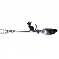 Pendentif Chat sur un Balai