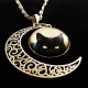 Pendentif Original Bijou porte bonheur Chat Noir et Croissant de Lune