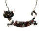 Long Pendentif avec un Chat Coloré effet Patchwork