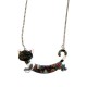 Long Pendentif Original Chat Coloré effet Patchwork