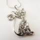 Pendentif de Chat Argenté et Strass 