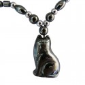 Pendentif Chat en Hématite