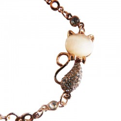 Beau Bracelet avec un chat fantaisie Rose