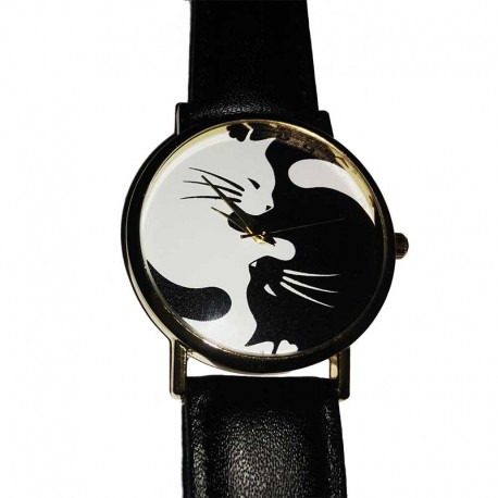 Montre avec Chats en Yin et Yang