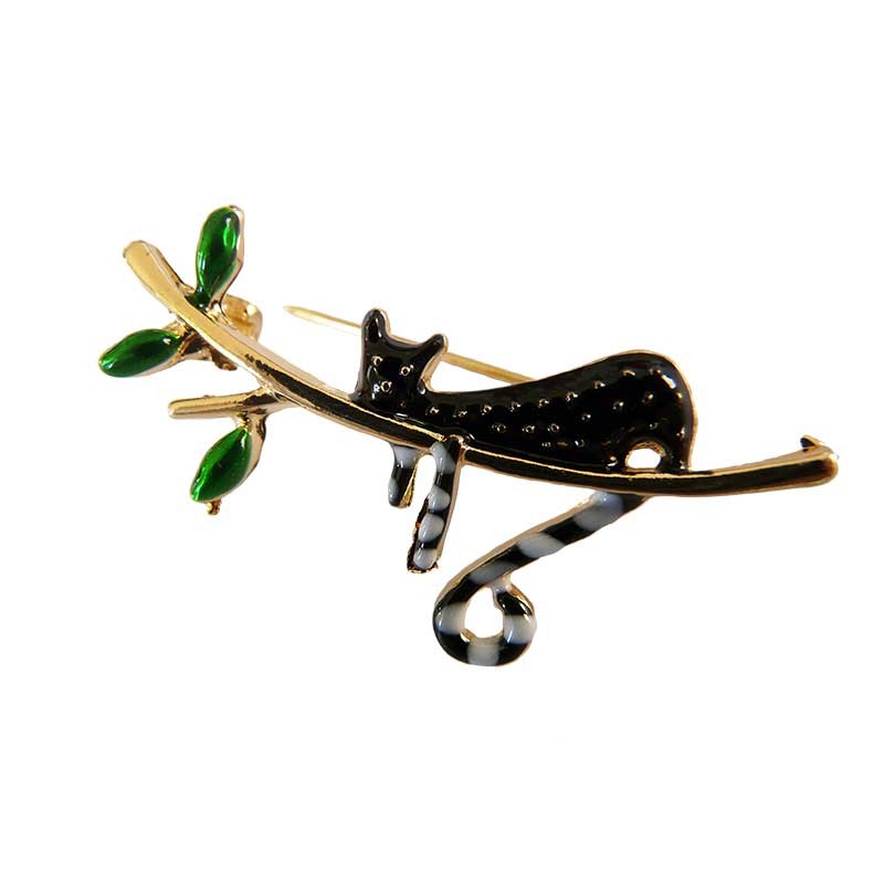 Broche Chat En Métal Doré émaillé Blanc - Fantaisie, Neuf Sans Emballage