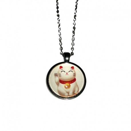 Bijou de chat : pendentif avec un Chat Maneki Neko