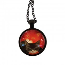 Cabochon Chats Rouge et Noir