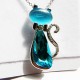 Bijoux chat Collier et Pendentif Cristal turquoise