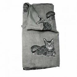 Foulard Motifs Chats Gris