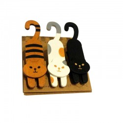 Accessoire papeterie fantaisie : 3 pinces Chatons en Bois