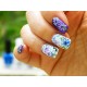 Vernis bleu violet et Stickers pour ongles papillon et chat