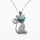 Pendentif Femme chat Renard Bleu