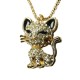 Grand pendentif fantaisie Chat Strass