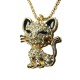 Grand pendentif fantaisie Chat Strass