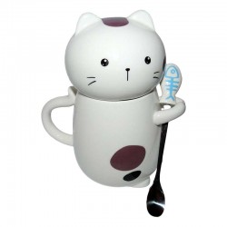 Mug de Chat avec Couvercle et Cuillère Poisson