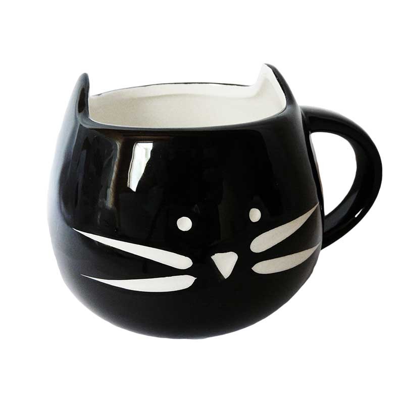 Tasse mug en céramique Chat joufflu noir ou blanc - MAISON - DÉCO