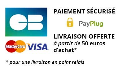 Paiment sécurisé, Livraison offerte à partir de 50 euros d'achat